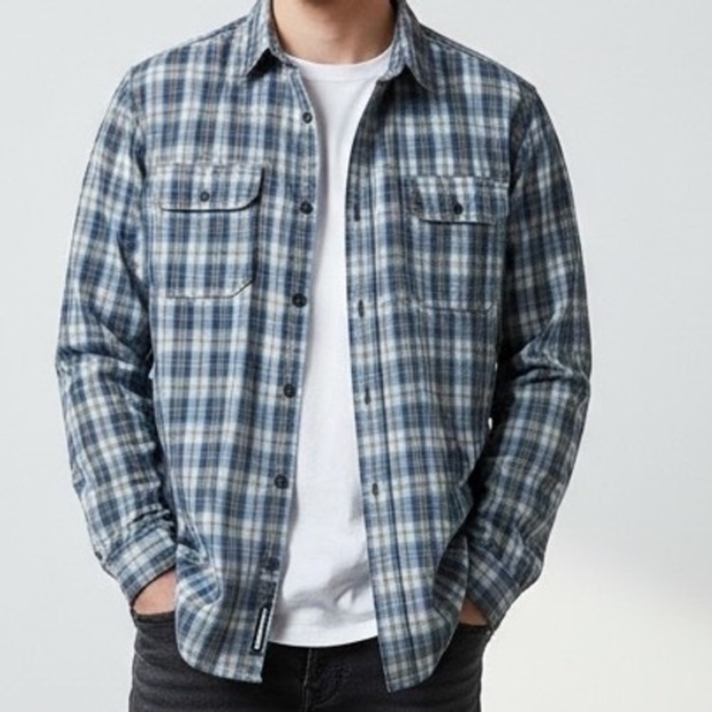 Timberland Mens XXL Blue Plaid Long Sleeve Button Down Vent Back Hiking‎ Shirt